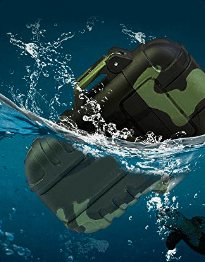 CamoLighter compact camouflage body with lanyard and spring-latched lid